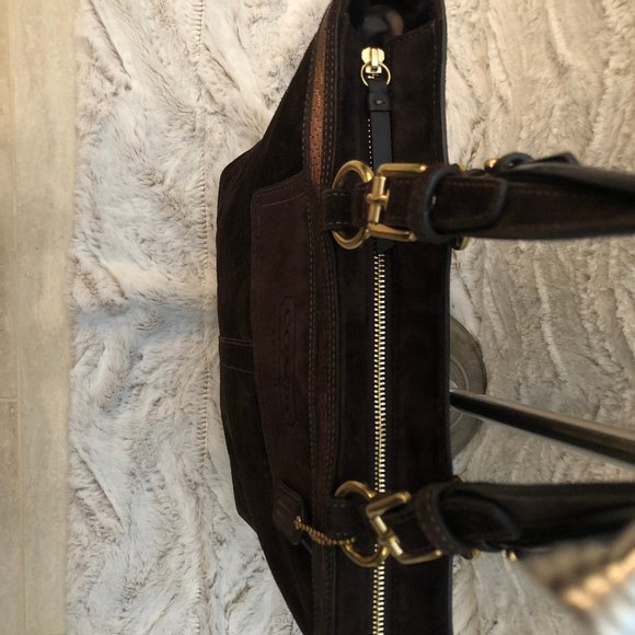 Dark Brown Suede Signature with Sequins Trim - Picture 2 of 3